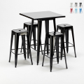 high table and 4 metal stools set industrial style for bars and pubs new york Promotion