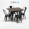 square table and 4 metal chairs set industrial style for bars and pubs west village Promotion