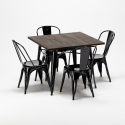 square table and 4 metal chairs set industrial style for bars and pubs west village Offers