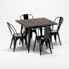 square table and 4 metal chairs set Lix industrial style for bars and pubs west village Offers