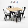 square table and 4 metal chairs set Lix industrial style for bars and pubs tribeca 
