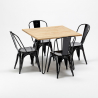 square table and 4 metal chairs set industrial style for bars and pubs tribeca 