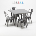square table and 4 metal chairs set Lix industrial style for bars and pubs flushing Promotion
