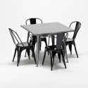 square table and 4 metal chairs set industrial style for bars and pubs flushing Cheap
