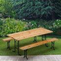 Set Of Dining Outdoors Wooden Two Legged Benches And Table 220x80 Catalog
