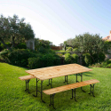 Set of Three Legged Wooden Table 2 Benches For Outdoor Dinners Events Festivals 220x80 Catalog