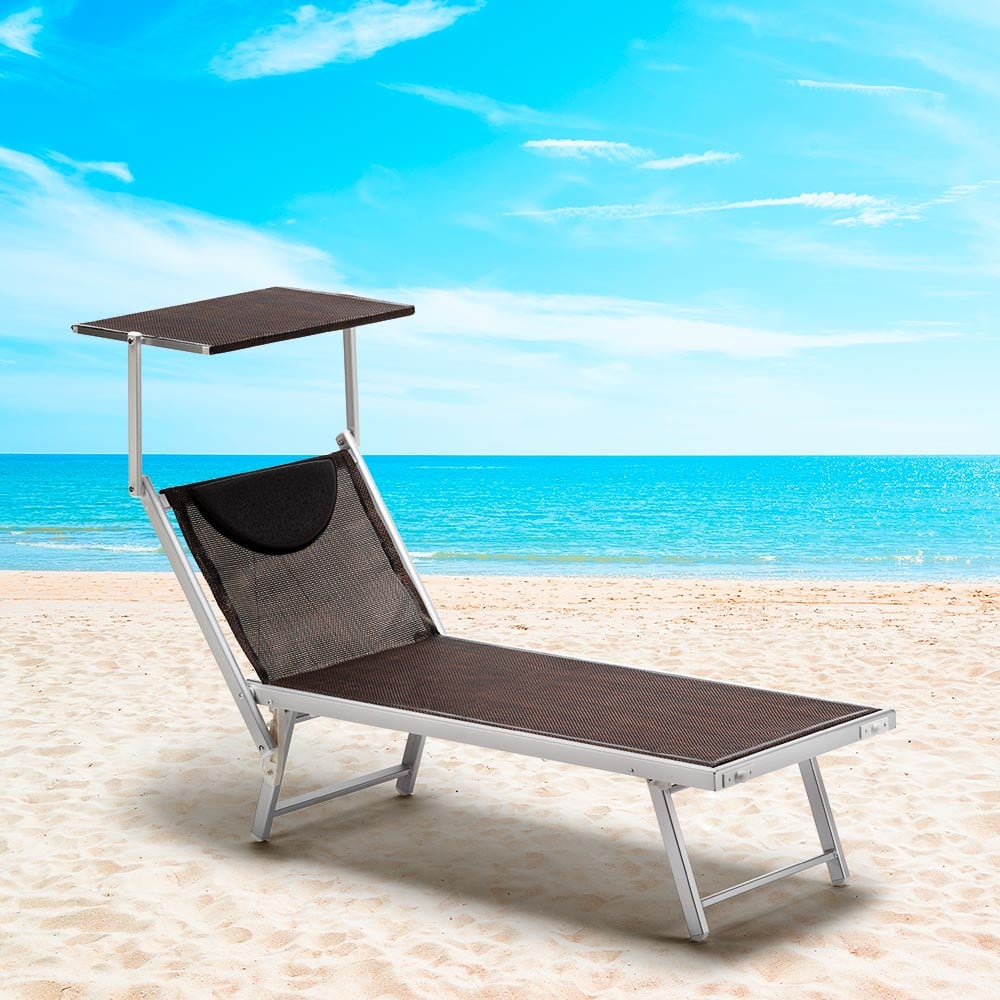 Santorini Limited Edition Folding Sun Lounger With Headrest And Adjustable Backrest