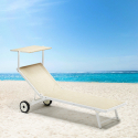 Set of 4 Alabama Beach & Patio Sun Loungers With Built-in Wheels Model