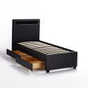 Geneva Twin Complete Single Bed with Mesh Led Headboard and Drawers 80x190 cm Discounts
