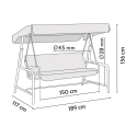 Garden 3-seater steel swing with waterproof roof Classic Bulk Discounts