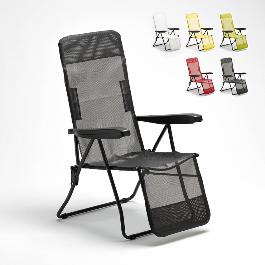 Relax Steel Reclining Sun Lounger with Armrests and Footrest for Beach and Garden Promotion