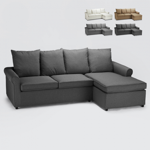 Modern 2-seater corner sofa bed with removable cover Lapislazzuli Plus