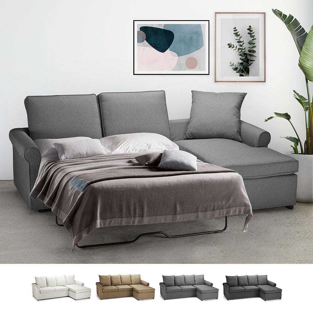Modern 2-Seater Corner Sofa Bed With Removable Cover Lapislazzuli Plus