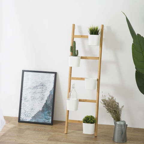 Modern minimal design 4-step wooden ladder holder Stairway Promotion