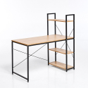 Industrial 120x60 steel wood desk with bookcase and shelves minimalist design Empire On Sale