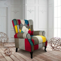 Relaxing reclining armchair patchwork bergère Throne modern design On Sale