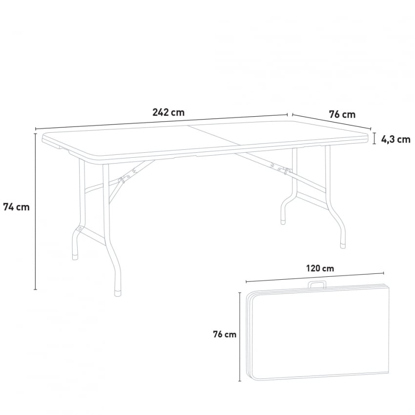 Plastic store table sizes