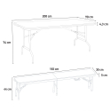 Rectangular table 200x90 and 2 folding camping and garden benches set Sanford Characteristics