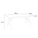 Rectangular table 200x90 and 8 folding camping and garden chairs set Davos Measures