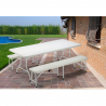 Rectangular table 200x90 and 2 folding camping and garden benches set Sanford On Sale