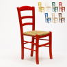 Vintage Wooden Dining Chair with Straw Seat for Kitchen Dining Room Paesana 