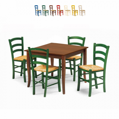Rusty Dining Set with 4 Chairs and Table for Kitchen Pub Restaurant 80x80 Promotion
