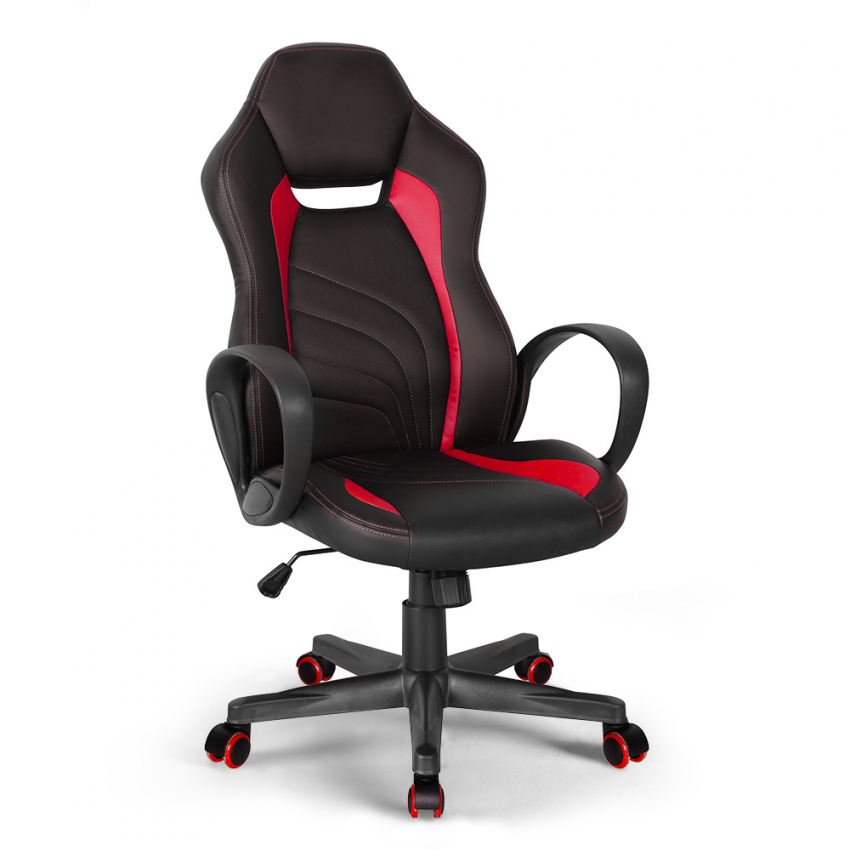 Ergonomic office eco-leather armchair with sport racing design Buriram Fire Promotion