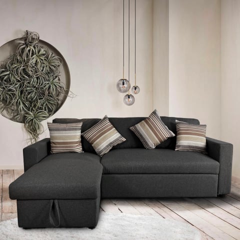 Sofa bed with peninsula and container in 3 seater fabric design Positis