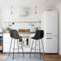 High metal stool for kitchen bar with modern design cushion Willis Model