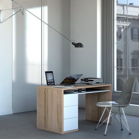 Modern design oak office desk with 3 drawers 110x60cm Canberra