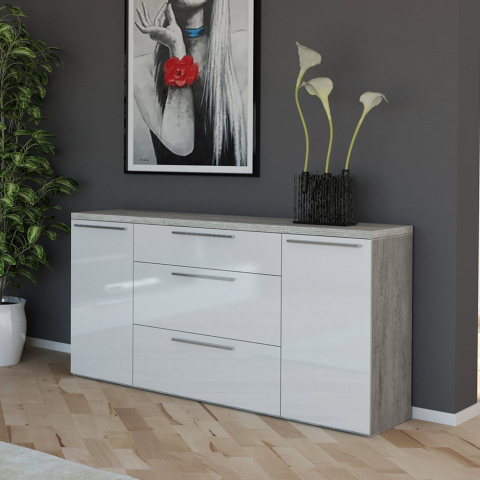 Sideboard 160x45cm modern design white living room kitchen Leyla Promotion
