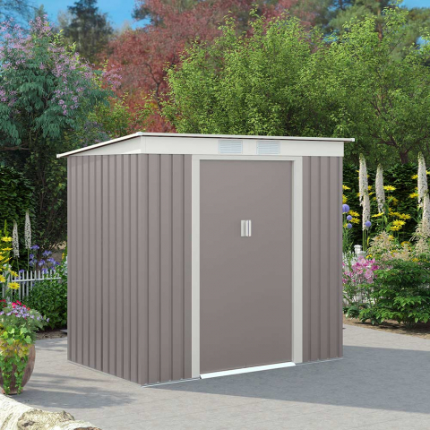 Box galvanized steel sheet resistant pre-painted gray Alps garden shed 201x121x176cm Promotion