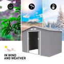 Heavy duty solid gray sheet metal box for garden storage tools Ortisei 277x191x202cm Offers