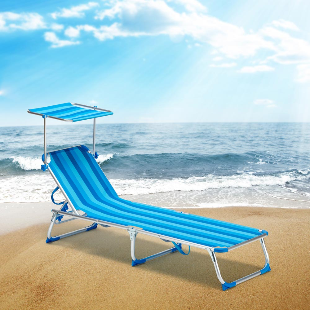 California Adjustable Outdoor Beach Loungers With Sunshade