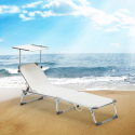Set of 2 California Adjustable Outdoor Sun Loungers With Sunshade On Sale