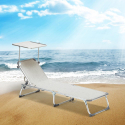 Set of 4 California Adjustable Outdoor Sun Loungers With Sunshade 