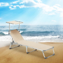 Set of 24 California Adjustable Outdoor Sun Loungers With Sunshade 