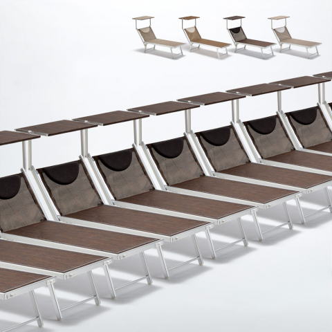 Set of 20 Santorini Limited Edition Folding Sun Loungers With Headrest And Adjustable Backrest