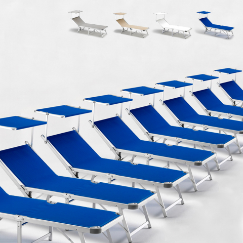 Set of 20 Gabicce Folding Beach & Patio Sun Loungers With Sunshade