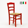 Vintage Wooden Dining Chair with Straw Seat for Kitchen Dining Room Paesana 