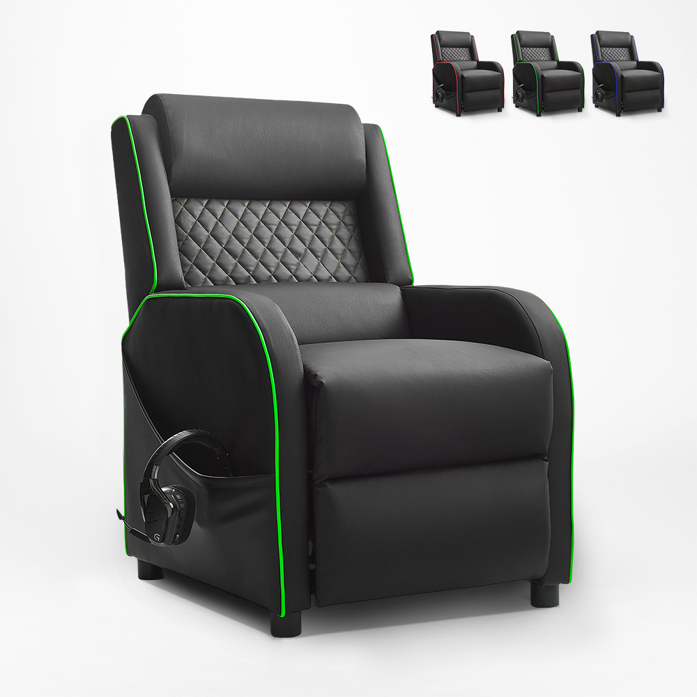Reclining eco-leather gaming chair with footrest Challenge