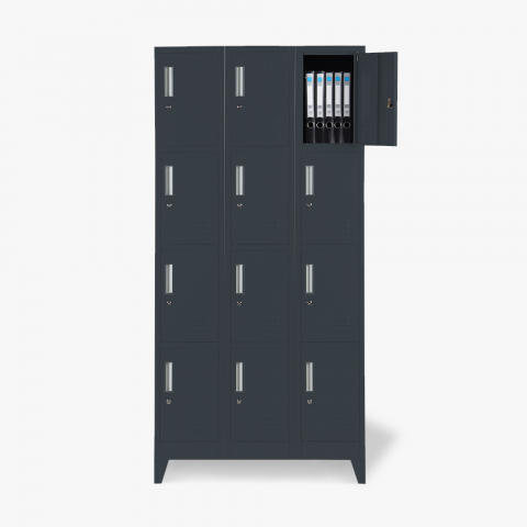 Lockers with 12 metal compartments 90x45 H190 for lockable locker room Krakatoa Promotion