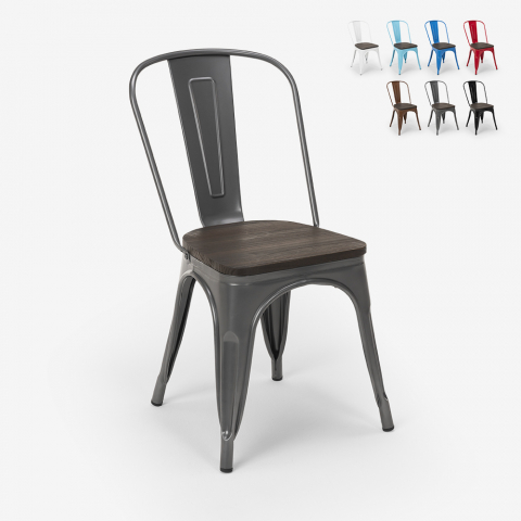 Tolix industrial steel wood chairs for kitchen and bar Steel Wood Promotion