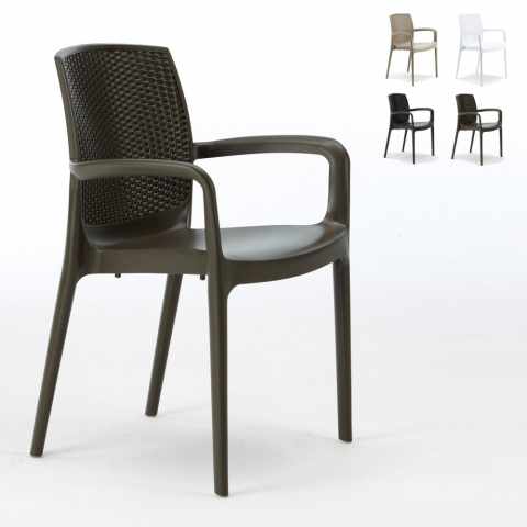 Set of 18 BOHÈME ARM Garden Dining Chair With Armrests Rattan Promotion
