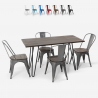 rectangular table set 120 x 60 with 4 chairs in industrial Lix style steel and wood roger On Sale