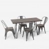 rectangular table set 120 x 60 with 4 chairs in industrial Lix style steel and wood roger Measures