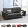 Modern Scandinavian-Style Sofa in Fabric, 3-Seater for Living Room and Kitchen, Aquamarine Bulk Discounts
