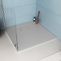 Resin modern square shower tray 80x80 with flush floor mounting Stone On Sale