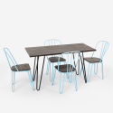 rectangular table set 120 x 60 with 4 chairs in wood and steel industrial design Lix magis Cheap
