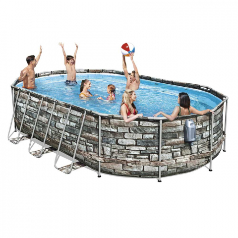 Bestway 56719 Power Steel Above Ground Swimming Pool Oval Set 610x366x122 cm Promotion